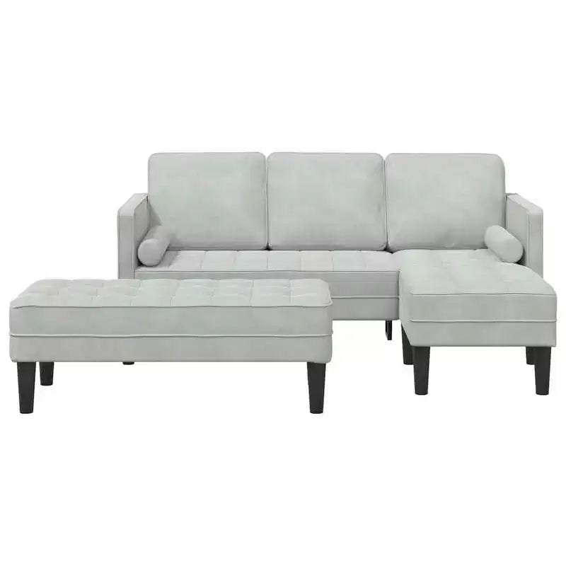 vidaXL Juego de sofás 2 piezas Gris claro 173 x 131 x 67 cm Terciopelo