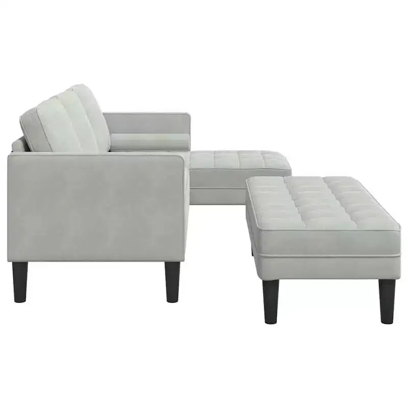 vidaXL Juego de sofás 2 piezas Gris claro 173 x 131 x 67 cm Terciopelo