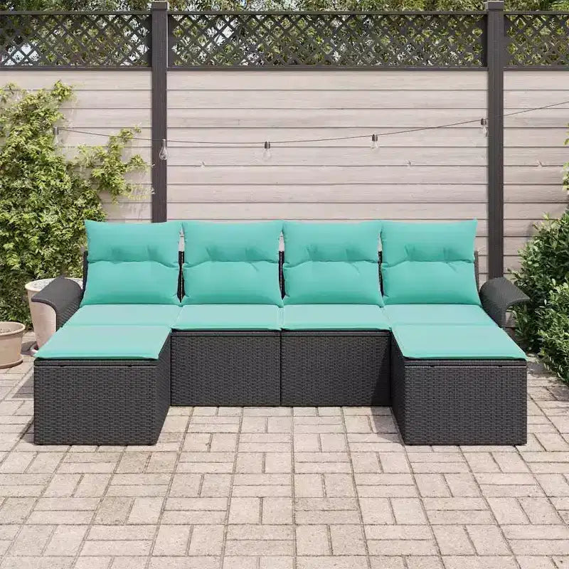 vidaXL Garden Sofa Set with Cushion 6 pcs Brown Poly rattan - Brown