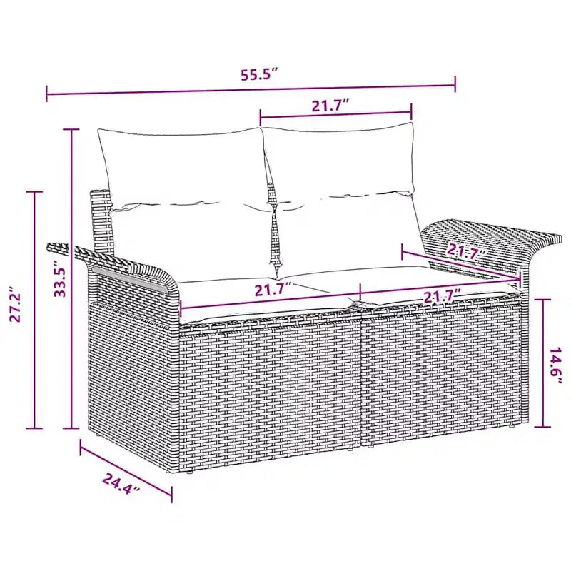 vidaXL Garden Sofa Set with Cushion 7 pcs Brown Poly rattan