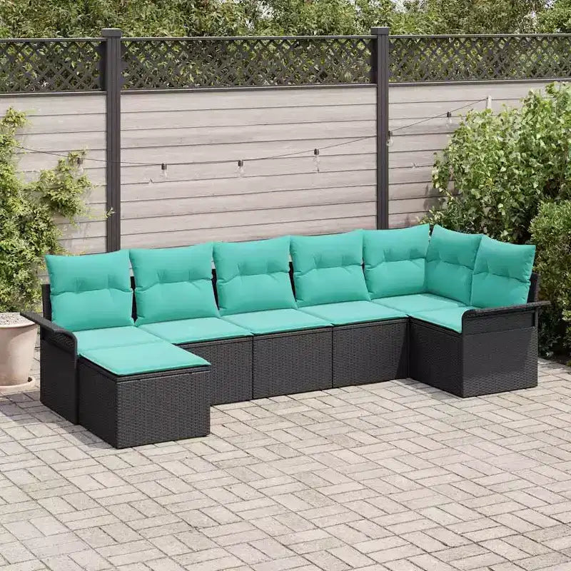 vidaXL Garden Sofa Set with Cushion 7 pcs Brown Poly rattan