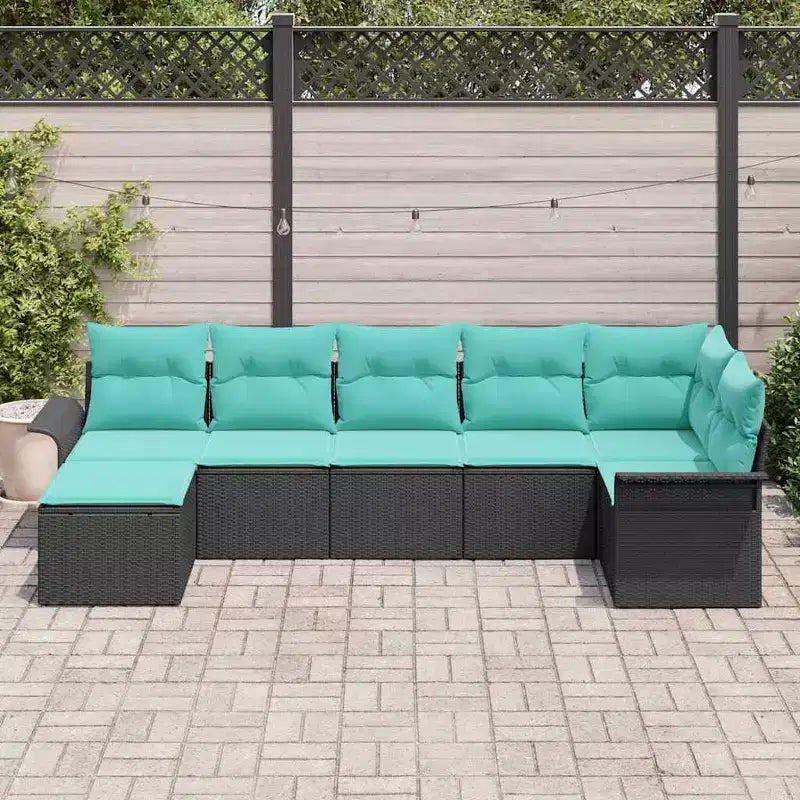 vidaXL Garden Sofa Set with Cushion 7 pcs Brown Poly rattan