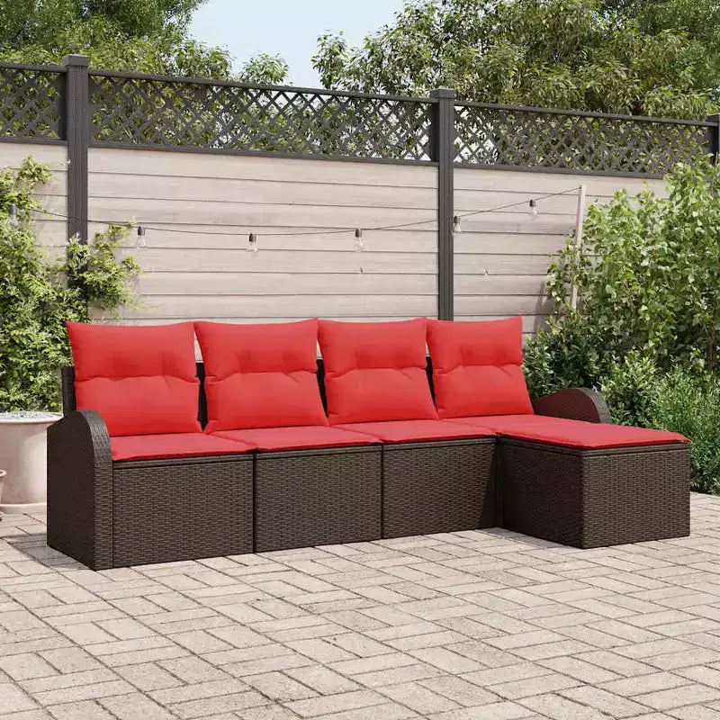 vidaXL Garden Sofa Set with Cushion 5 pcs Brown Poly rattan