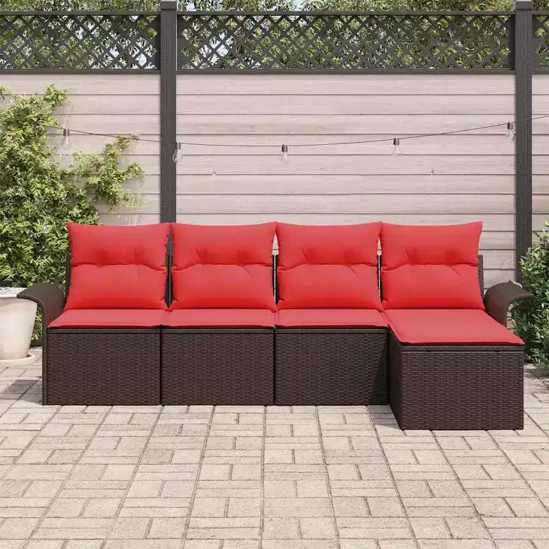 vidaXL Garden Sofa Set with Cushion 5 pcs Brown Poly rattan