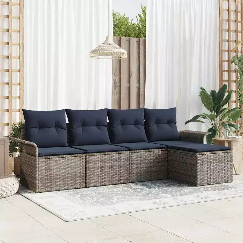 vidaXL Garden Sofa Set with Cushion 5 pcs Brown Poly rattan
