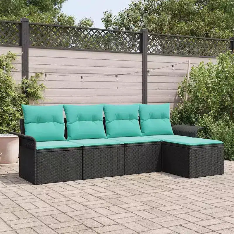 vidaXL Garden Sofa Set with Cushion 5 pcs Brown Poly rattan