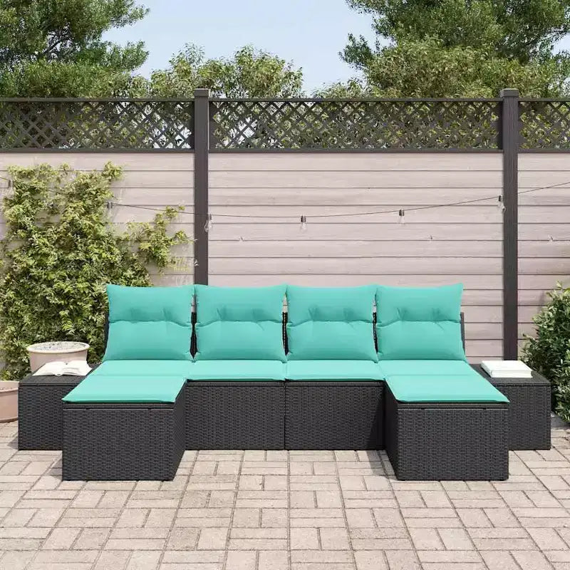 vidaXL Juego de sofás de jardín con cojines 6 pzas ratán sintético marrón
