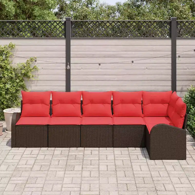 vidaXL Salon de jardin 6 pcs en résine tressée marron