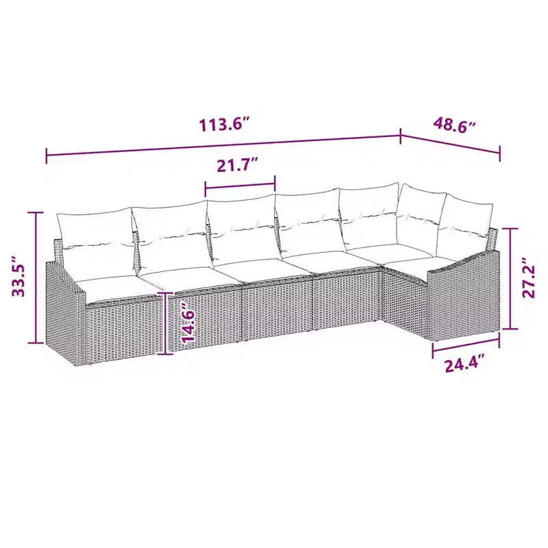 vidaXL Salon de jardin 6 pcs en résine tressée marron
