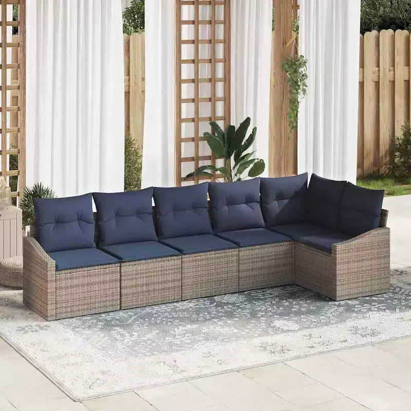 vidaXL Salon de jardin 6 pcs en résine tressée marron