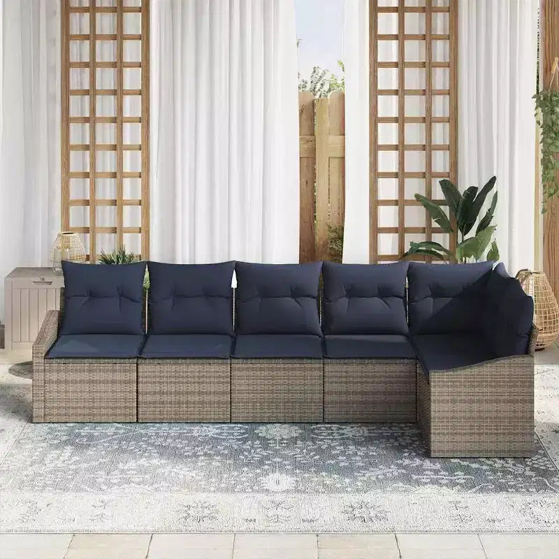 vidaXL Salon de jardin 6 pcs en résine tressée marron