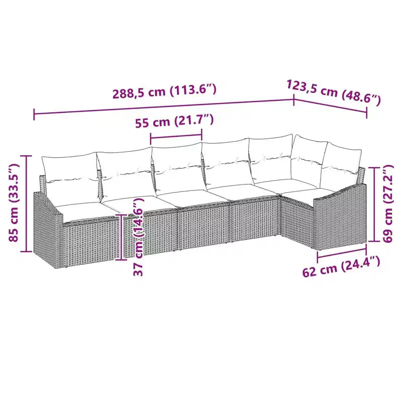 vidaXL Salon de jardin 6 pcs en résine tressée marron