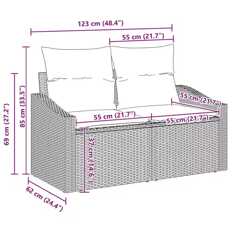 vidaXL Salon de jardin 6 pcs en résine tressée marron