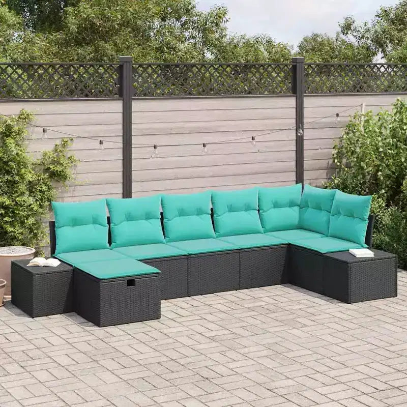 vidaXL Garden Sofa Set with Cushion 7 pcs Brown Poly rattan