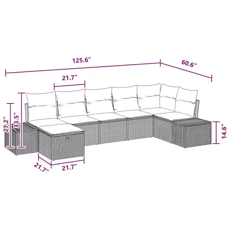 vidaXL Garden Sofa Set with Cushion 7 pcs Brown Poly rattan