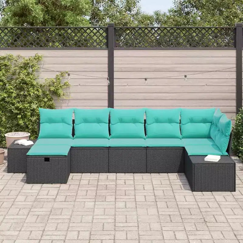 vidaXL Garden Sofa Set with Cushion 7 pcs Brown Poly rattan