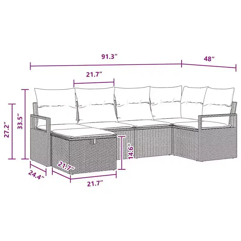 vidaXL Garden Sofa Set 6 pcs Brown and Red 232 x 122 x 85 cm