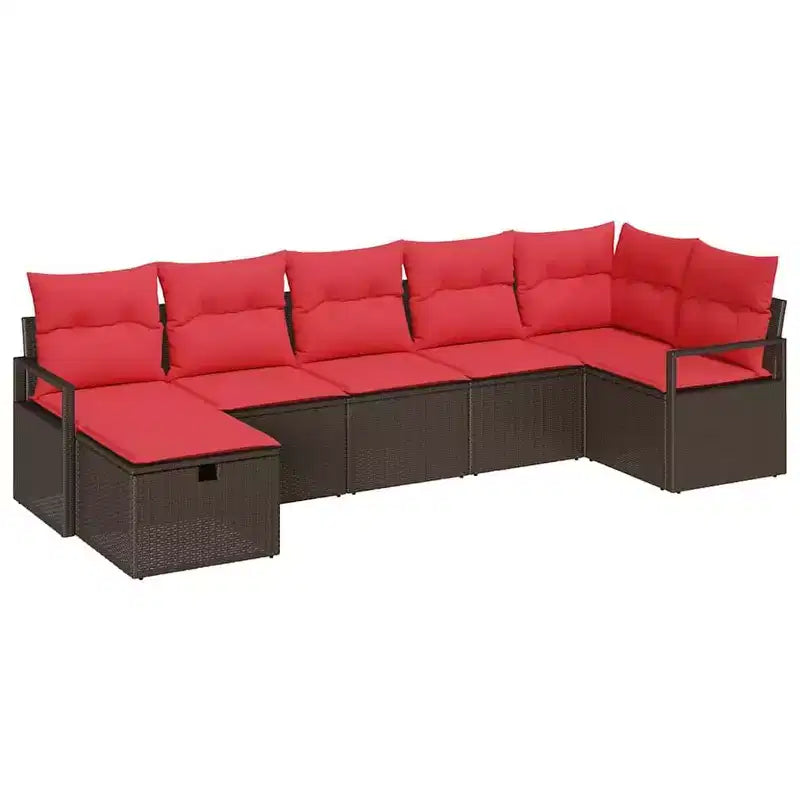 vidaXL Garden Sofa Set 7 pcs Brown and red 287 x 122 x 85 cm