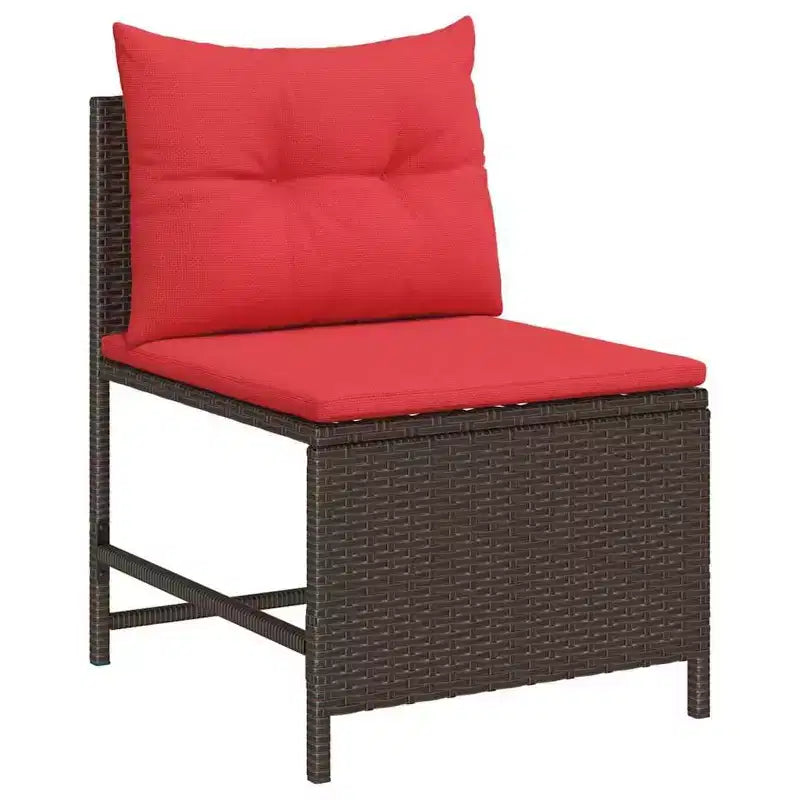 vidaXL Garden Sofa Set 6 pcs Brown and red poly rattan
