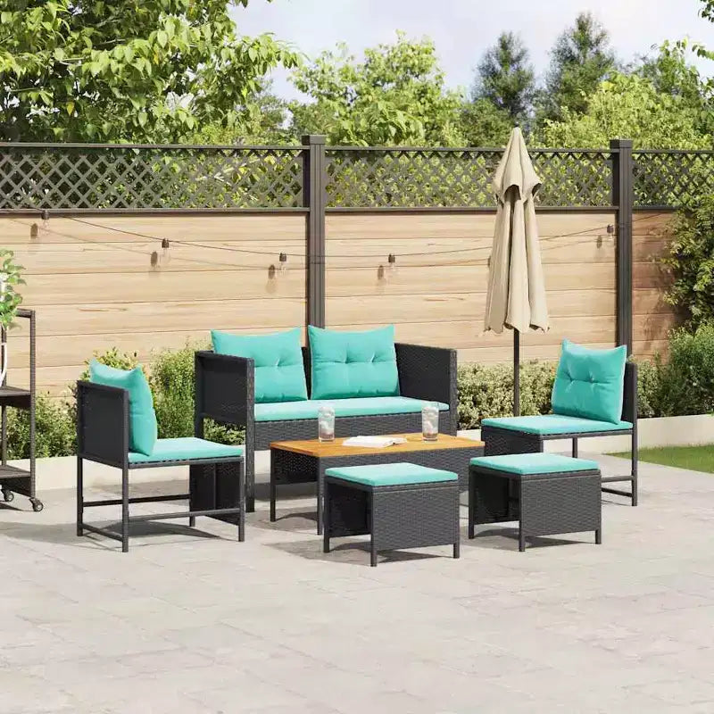 vidaXL Garden Sofa Set 6 pcs Brown and red poly rattan