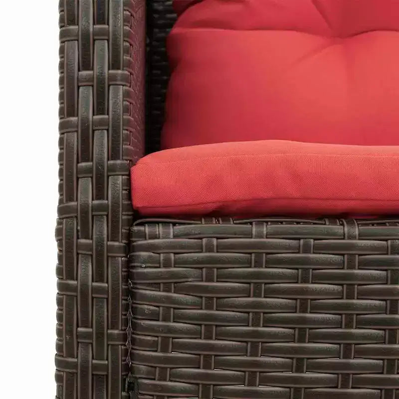 vidaXL Garden Sofa Set 6 pcs Brown and red poly rattan