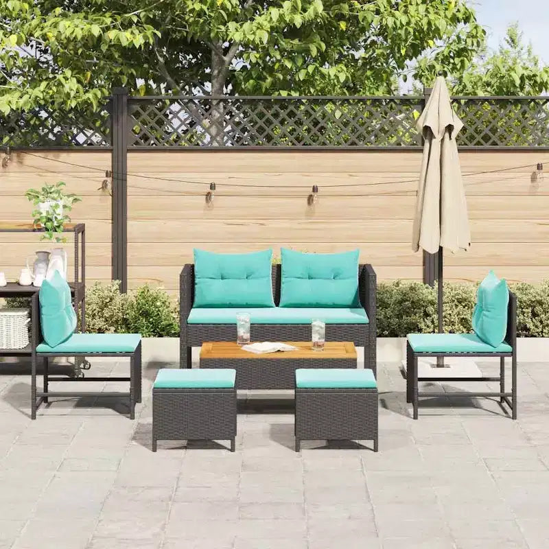 vidaXL Garden Sofa Set 6 pcs Brown and red poly rattan