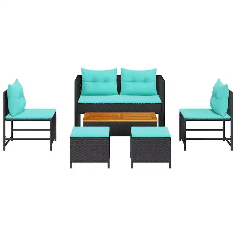 vidaXL Garden Sofa Set 6 pcs Brown and red poly rattan