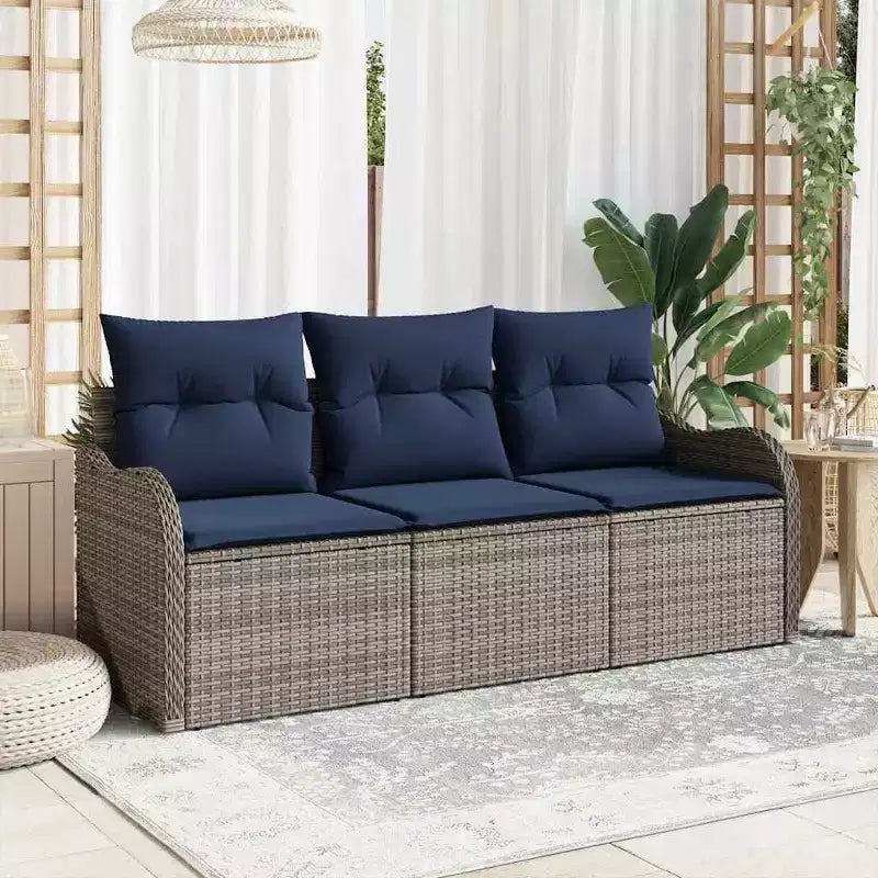 vidaXL Garden Sofa Set with Cushion 3 pcs Brown Poly rattan