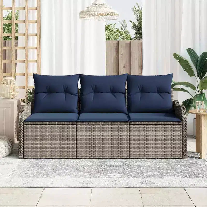 vidaXL Garden Sofa Set with Cushion 3 pcs Brown Poly rattan
