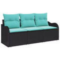 vidaXL Garden Sofa Set with Cushion 3 pcs Brown Poly rattan