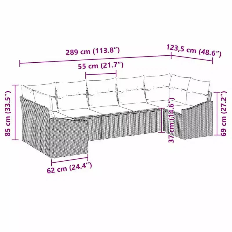 vidaXL Salon de jardin 7 pcs Marron Résine tressée