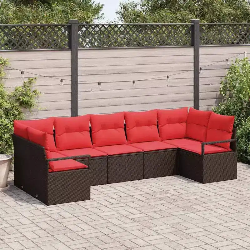 vidaXL Salon de jardin 7 pcs Marron Résine tressée