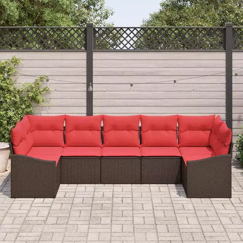 vidaXL Salon de jardin 7 pcs Marron Résine tressée