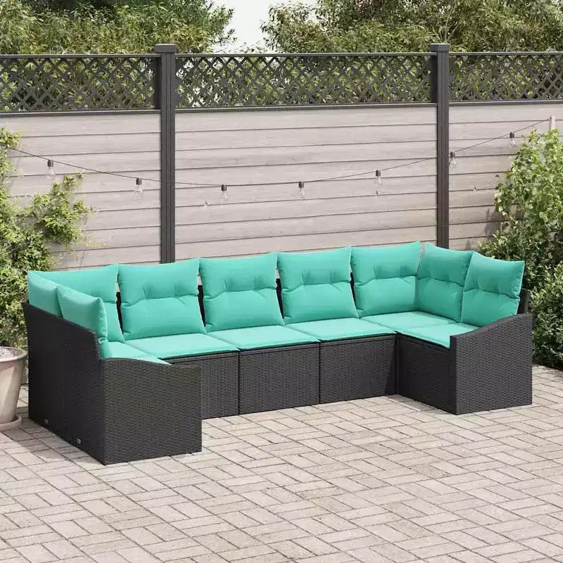 vidaXL Salon de jardin 7 pcs Marron Résine tressée