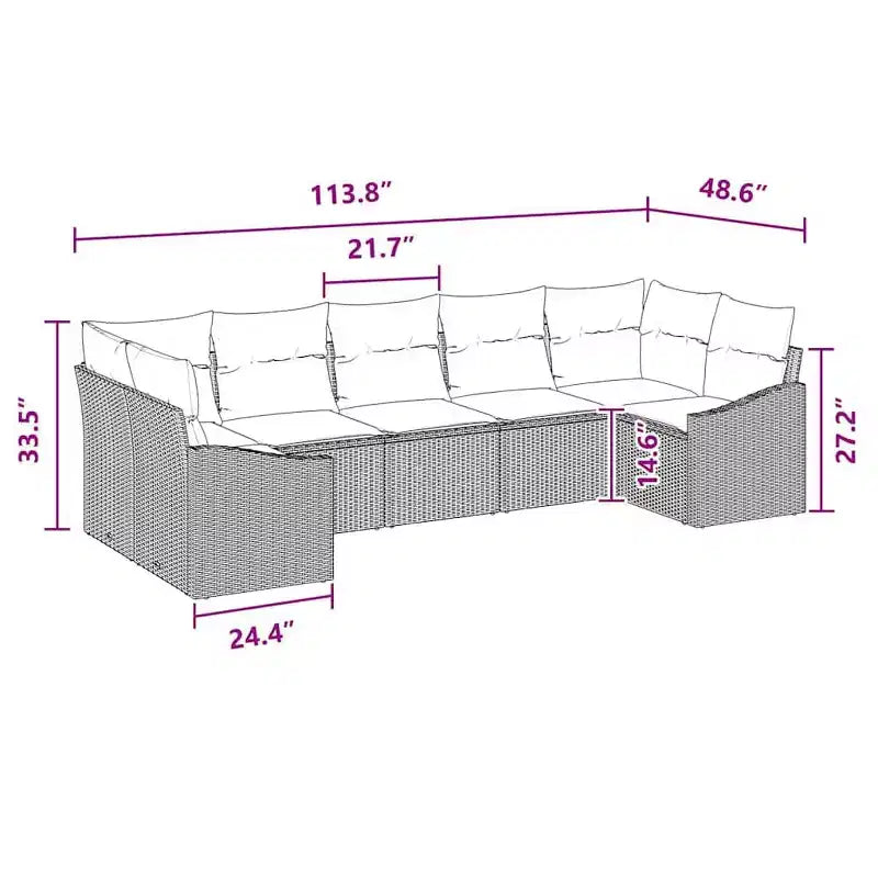 vidaXL Salon de jardin 7 pcs Marron Résine tressée