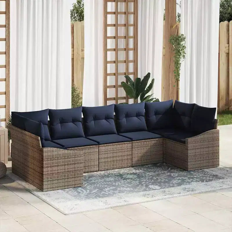 vidaXL Salon de jardin 7 pcs Marron Résine tressée