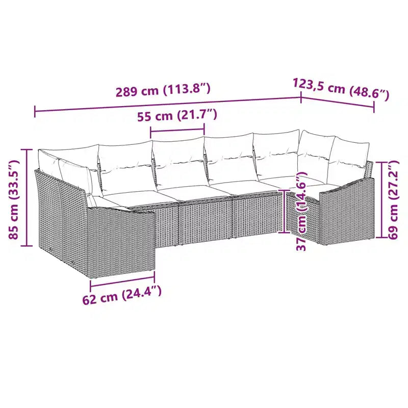 vidaXL Salon de jardin 7 pcs Marron Résine tressée