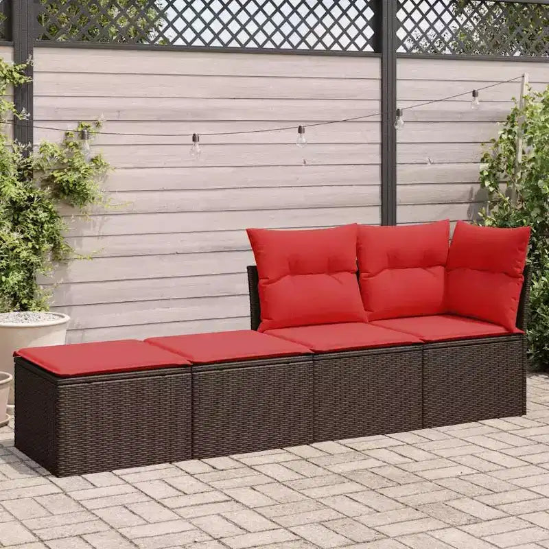 vidaXL Juego de sofá de jardín con cojines, taburetes de exterior, 2 piezas, ratán sintético y acacia