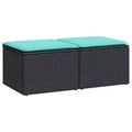 vidaXL Patio Sofa Set with Cushions Outdoor Stools 2 Piece Poly Rattan Acacia