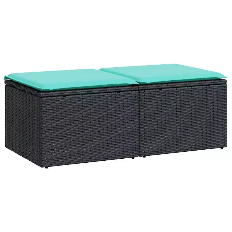 vidaXL Patio Sofa Set with Cushions Outdoor Stools 2 Piece Poly Rattan Acacia