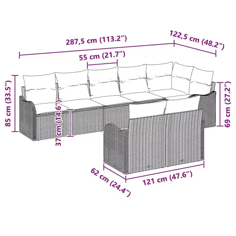 vidaXL Ensemble de canapés de jardin 8 pcs Résine tressée