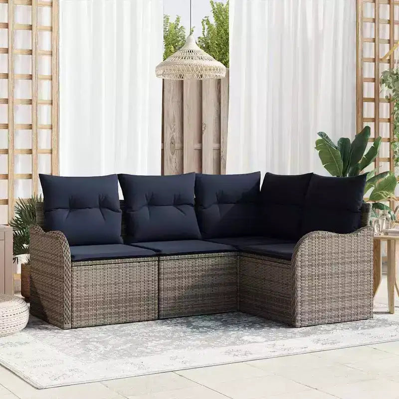 vidaXL Set de Sofás de Jardín 4 Piezas Ratán Sintético