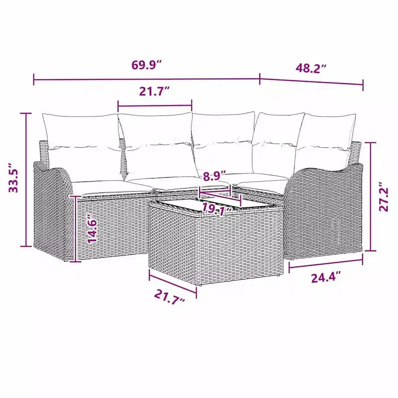 vidaXL Set de Sofás de Jardín 4 Piezas Ratán Sintético