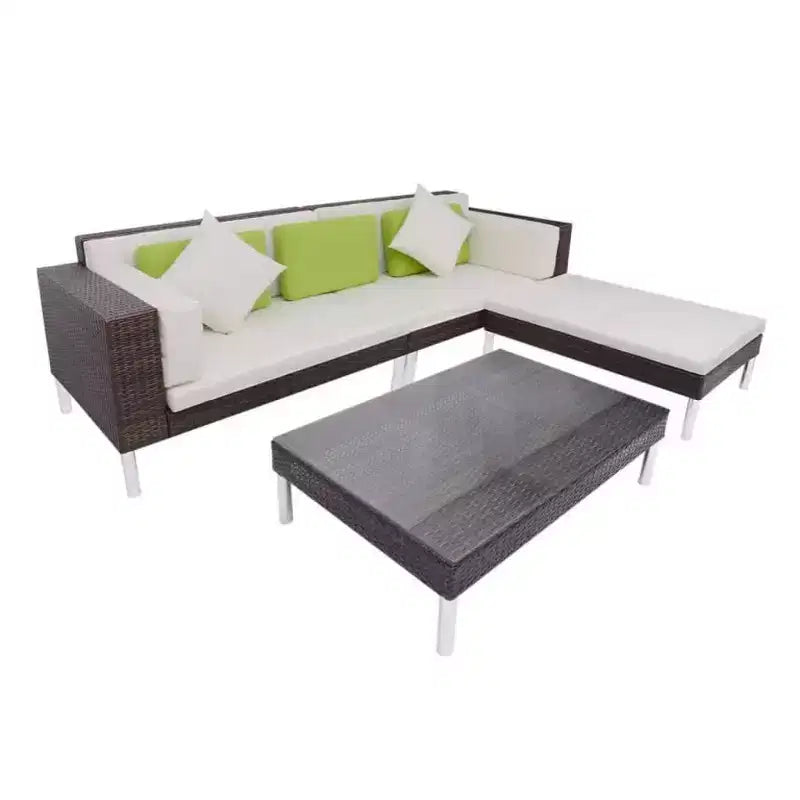 vidaXL Juego de muebles de patio 4 piezas Juego de conversación con cojines Ratán sintético