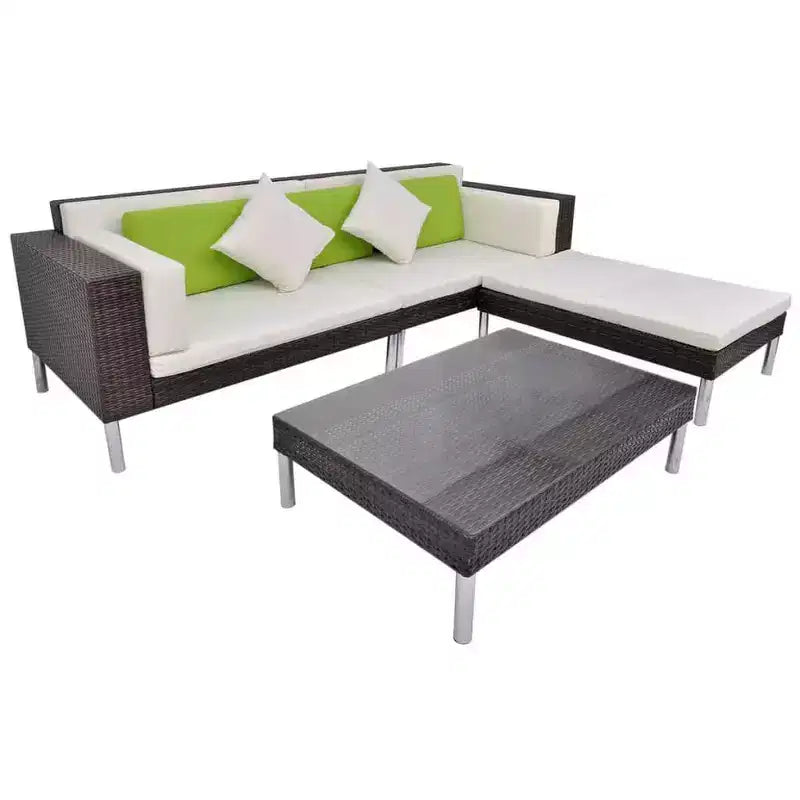 vidaXL Juego de muebles de patio 4 piezas Juego de conversación con cojines Ratán sintético