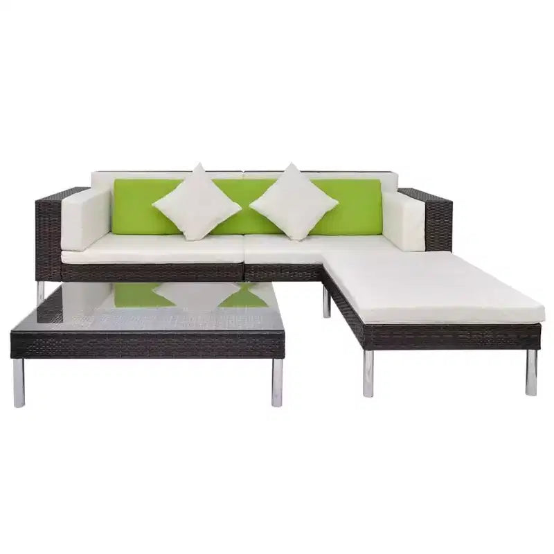 vidaXL Juego de muebles de patio 4 piezas Juego de conversación con cojines Ratán sintético