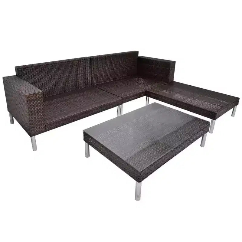 vidaXL Juego de muebles de patio 4 piezas Juego de conversación con cojines Ratán sintético