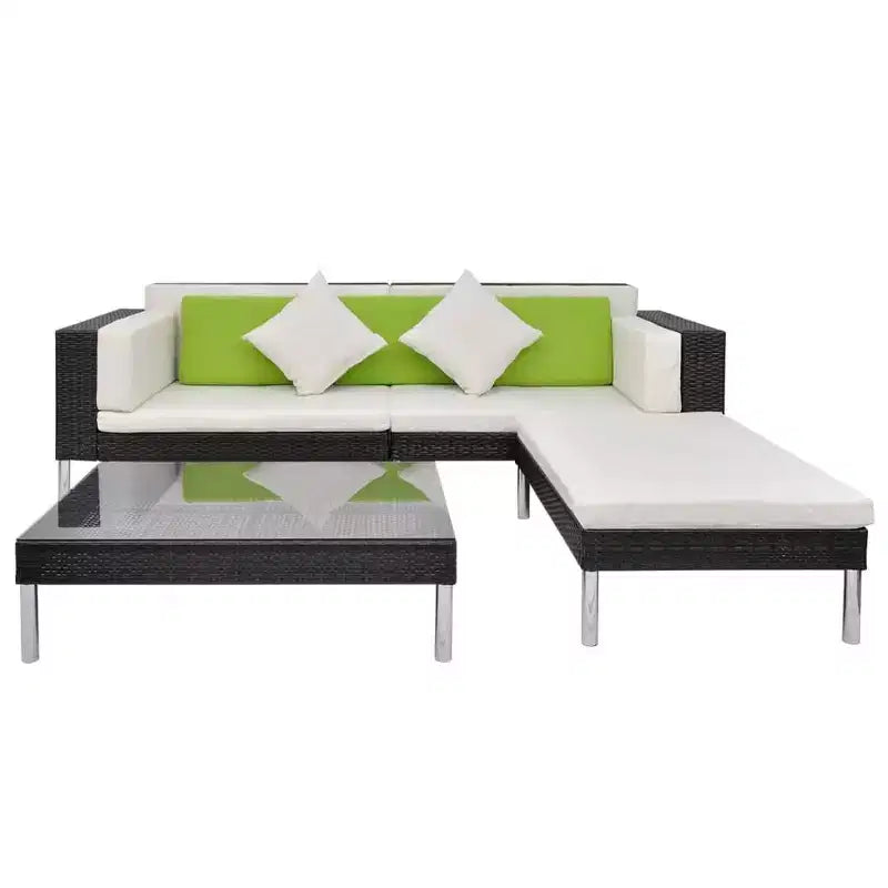 vidaXL Juego de muebles de patio 4 piezas Juego de conversación con cojines Ratán sintético