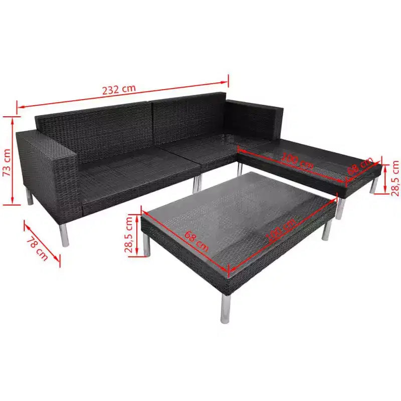 vidaXL Juego de muebles de patio 4 piezas Juego de conversación con cojines Ratán sintético