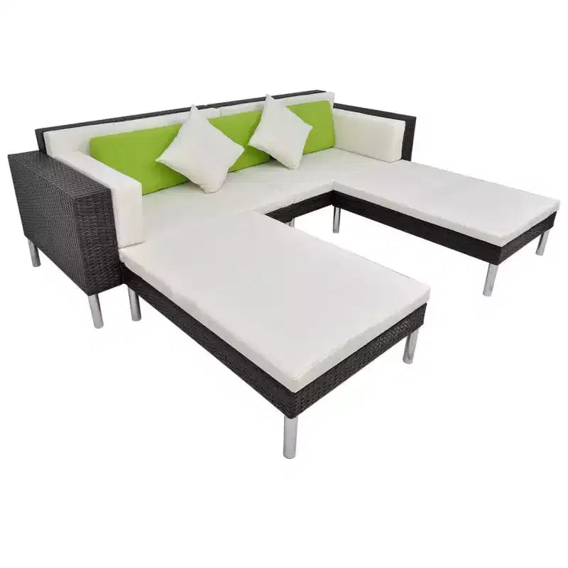 vidaXL Juego de muebles de patio 4 piezas Juego de conversación con cojines Ratán sintético